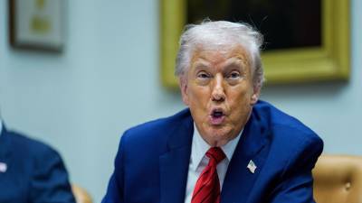 Fotografía de archivo que muestra al presidente de Estados Unidos, Donald Trump, hablando en una reunión en Washington (EE.UU.). EFE