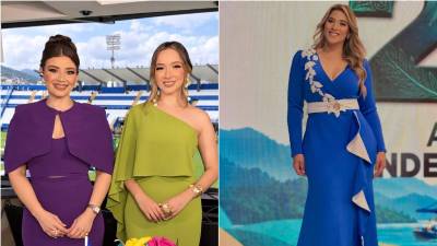 Las presentadoras de las principales cadenas de televisión nacional se esmeraron por elegir elegantes trajes para honrar a la patria durante la transmisión de los desfiles hoy. En la imagen, Evelyn Sosa, Iveth Bulnes y Carolina Lanza.