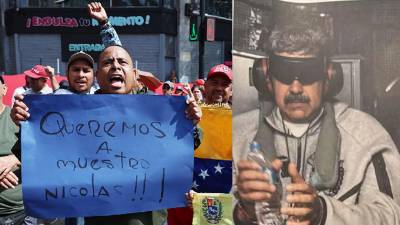 Simpatizantes del oficialismo protestaron en inmediaciones del Palacio de Miraflores ayer sábado, en Caracas (Venezuela). EFE/