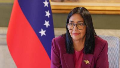 Fotografía difundida por el Palacio de Miraflores de la presidenta encargada de Venezuela, Delcy Rodríguez, este martes, en Caracas (Venezuela).