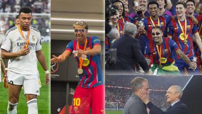 Así fue la eufórica celebración del Barcelona tras ganarle al Real Madrid la final de la Supercopa de España (3-2) en Yeda, Arabia Saudita.