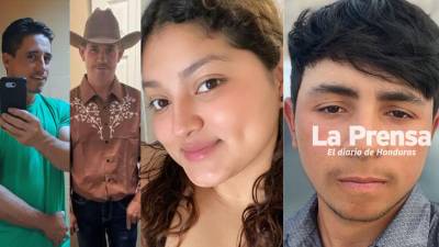 A la izquierda, los hermanos Chacón, Sergio y Selvin, luego Karen Bautista y a la derecha David Hernández, quien luego de matar a estos tres hondureños, se quitó la vida en San Antonio, Texas.