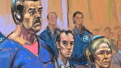 A través de bocetos hechos a mano, se logra observar el comportamiento y los gestos de Nicolas Maduro y su esposa Cilia Flores cuando se sentaron ante el tribunal federal en Nueva York, Estados Unidos. Estas son las ilustraciones...