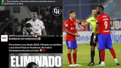 Así destacó la prensa deportiva hondureña la eliminación del Olimpia contra Marathón en las triangulares del Torneo Clausura 2026, señalando la utilización del FVS y el fracaso de los de Eduardo Espinel.