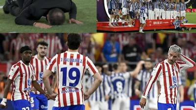 Las imágenes de la histórica conquista de la Real Sociedad en la final de la Copa del Rey 2025-2026 tras vencer en penales al Atlético de Madrid en La Cartuja. Diego Simeone abatido y la tristeza de Griezmann.