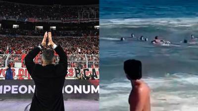 Lo que iba a ser un día de diversión terminó en tensión: Martín Demichelis y sus hijos necesitaron ser rescatados por los guardavidas tras meterse en un lugar peligroso.