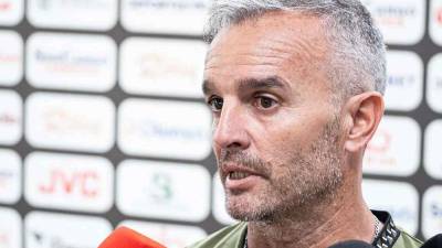 Pablo Lavallén en conferencia de prensa previo al duelo ante Platense en San Pedro Sula.