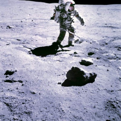 (FILES) In this file photo taken on November 19, 1969 released by NASA shows one of the astronauts of the Apollo 12 space mission conducting experiments on the moon's surface with a camera. NASA is celebrating its 60th anniversary. The National Aeronautics and Space Act, creating NASA, was signed into law by US President Dwight D. Eisenhower on July 29, 1958. / AFP PHOTO / NASA / HO / RESTRICTED TO EDITORIAL USE - MANDATORY CREDIT 'AFP PHOTO / NASA ' - NO MARKETING NO ADVERTISING CAMPAIGNS - DISTRIBUTED AS A SERVICE TO CLIENTS