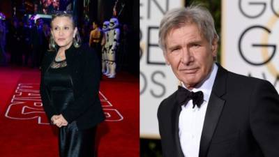 Los actores de 'Star Wars' Carrie Fisher y Harrison Ford.