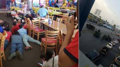 Personas se resguardaban bajo las mesas del área de restaurantes del centro comercial mexicano.