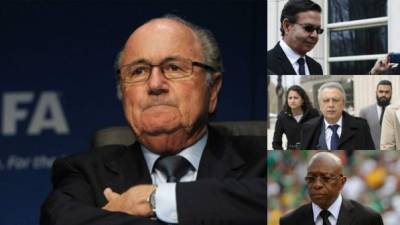 Joseph Blatter expresidente de la FIFA, Rafael Callejas, Alfredo Hawit y Jack Warner exdirigentes de la Concacaf.