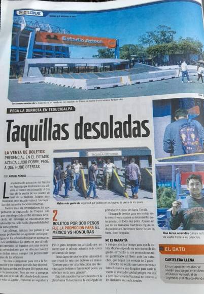 Miedo por otro Aztecazo en prensa de México previo al duelo ante Honduras