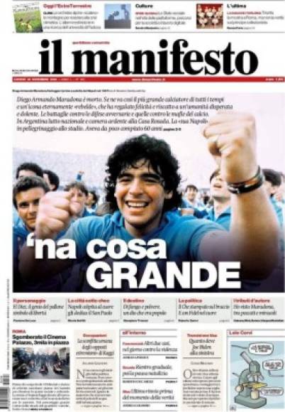 Diario Il manifesto de Italia - 'Una cosa grandiosa'.