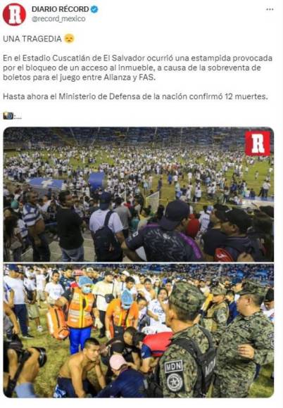 Diario El Récord de México: “UNA TRAGEDIA”.