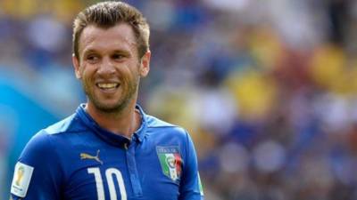 Cassano fue seleccionado 39 veces con Italia entre 2003 y 2014. Ganó un título de liga española con el Real Madrid y otro de Serie A con el Milan. FOTO AFP.