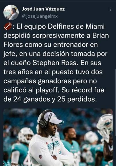 Explotan las redes por lo que hizo Miami Dolphins con el hondureño Brian Flores