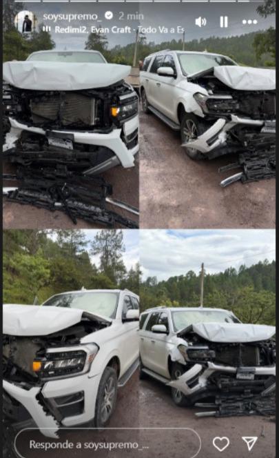 Supremo sufre accidente en carretera a Olancho: así quedó el carro de lujo