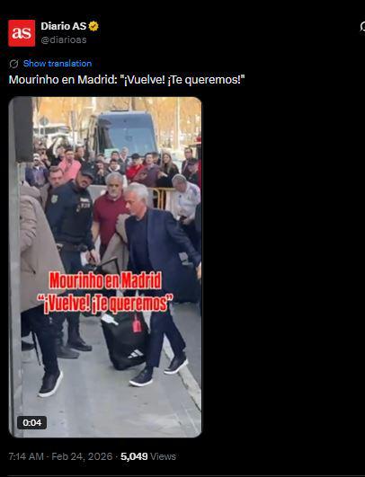 Mourinho regresa al Bernabéu, le hacen petición al DT y Prestianni presente