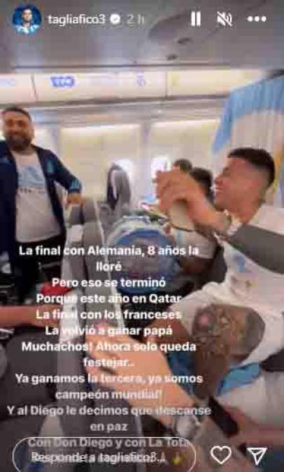 Con nueva canción: La fiesta de jugadores de Argentina en el avión