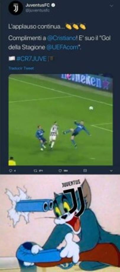 La Juventus celebrando el premio a mejor gol del año, que le marcó Cristiano Ronaldo a su ahora equipo.