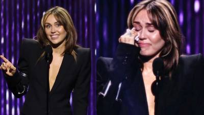 Miley Cyrus se mostró muy conmovida durante el evento.