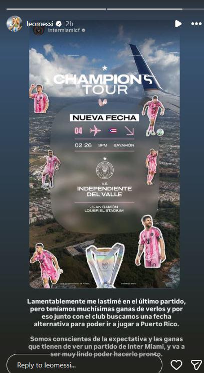 El mensaje de Lionel Messi tras posponer el partido en Puerto Rico.