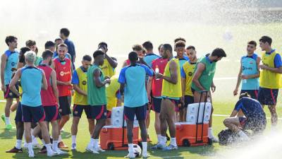 El Barcelona realizó este día su primer entrenamiento en Miami.