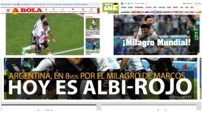 Marcos Rojo es el foco de la prensa mundial tras su golazo ante Nigeria.