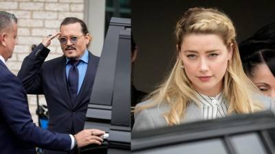 Johnny Depp y Amber Heard este viernes, a su salida de la corte.