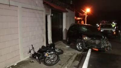 Escena del accidente en calle Los Alcaldes de Tegucigalpa.