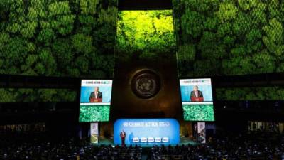 El Secretario General de las Naciones Unidas, Antonio Guterres, habla al comienzo de la Cumbre de Acción Climática de 2019.