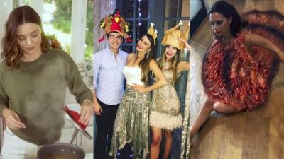 Estrellas como Miranda Kerr, Sofía Vergara y Victoria Beckham celebraron el Día de Acción de Gracias. Fotos: Instagram.