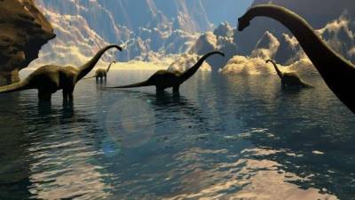 Los saurópodos es una especie de dinosaurios con cuellos y colas largos.