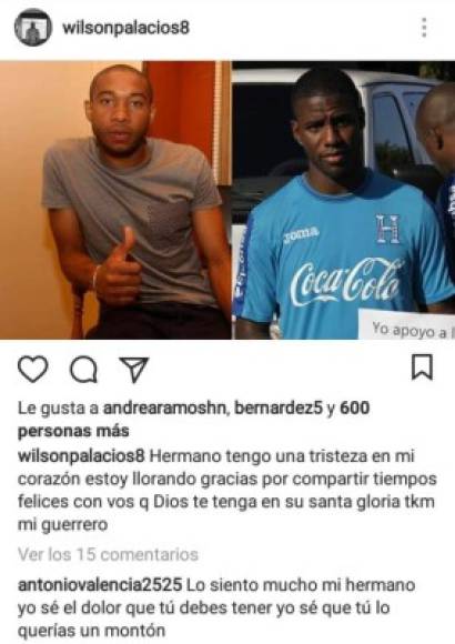 El mediocampista hondureño Wilson Palacios ha sido uno de los que ha dado mensajes emotivos tras la muerte de JC García, inclusive el capitán del Manchester United, el ecuatoriano Antonio Valencia le respondió .