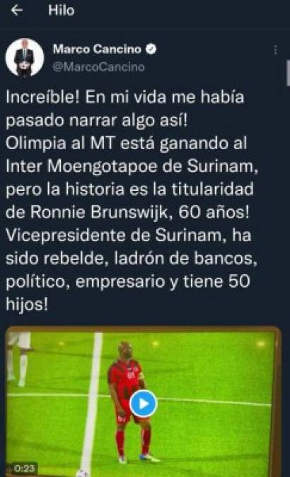 El periodista Marco Cancino de TUDN señaló que nunca en su vida había narrado un partido en donde el presidente de un equipo estuviera en el terreno de las acciones jugando como titular-.