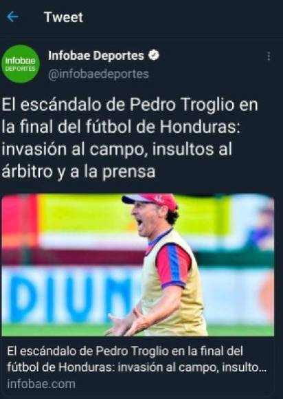 Medios y periodistas de Argentina han hecho eco de lo ocurrido con Pedro Troglio en Honduras.