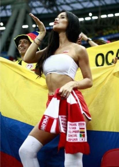 La aficionada polaca ha llamado la atención en el estadio de Kazán.