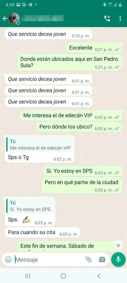 En el caso de San Pedro Sula, colonias como la Trejo y Jardines del Valle han reportado en ocasiones pasadas desmantelamiento de casas de masaje. El último hecho registrado en la ciudad fue el 18 de noviembre de 2022, cuando la Agencia Técnica de Investigación Criminal (Atic) allanó una lujosa casa en la colonia Trejo tras recibir denuncias que allí cometían trata de personas con fines sexuales.