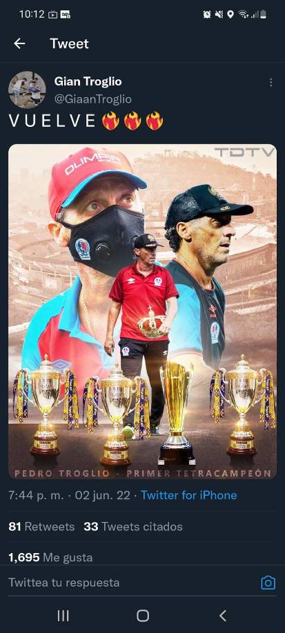 El hijo de Pedro Troglio también se pronunció sobre el regreso de su padre al banquillo del Olimpia.