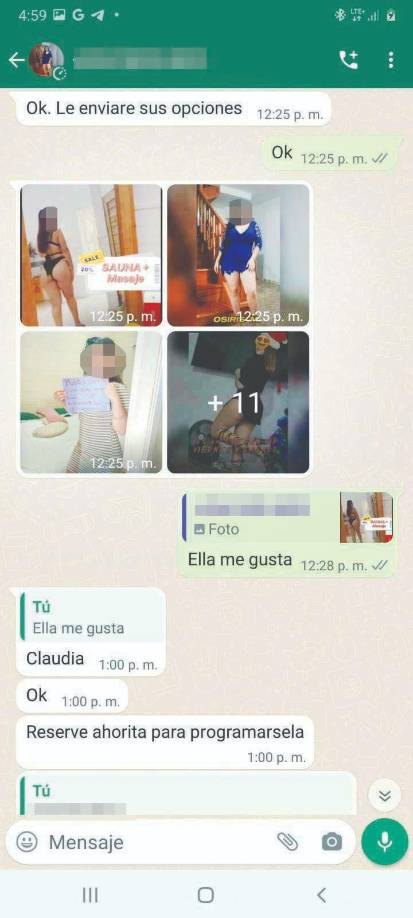 Los tratantes envían las fotografías de las hondureñas vía WhatsApp para que el “cliente” escoja.