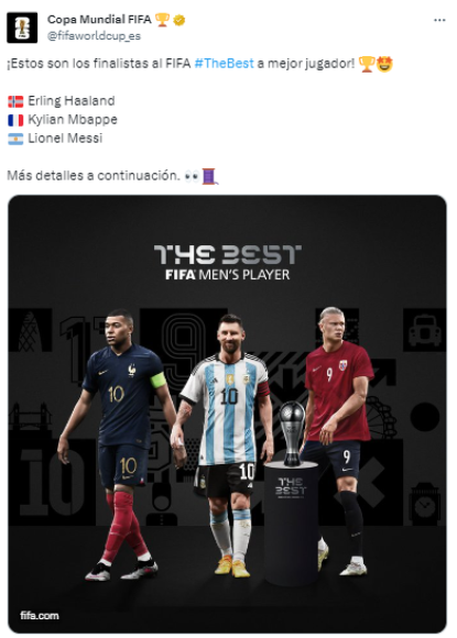 El futbolista argentino competirá con Mbappé y Ering Haaland por el galardón que será entregado e l próximo 15 de enero. 
