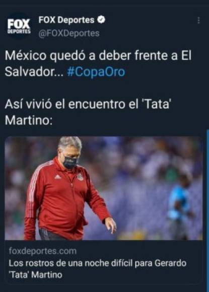 Fox Deportes señaló que México quedó a deber ante El Salvador.