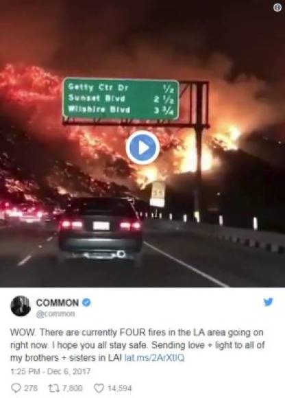 El rapero the Common compartió un video viral del incendio.