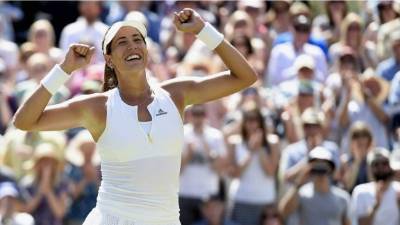 La deportista de 21 años celebrando la clasificación.