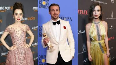 Lily Collins, Ryan Gosling y Emily Ratajkowski sorprendieron en la alfombra roja de los Globos de Oro 2017.