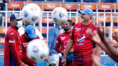 Diego Vázquez durante el último entrenamiento del Motagua antes de recibir al Universitario de Panamá.