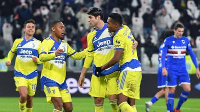 La Juventus goleó a la Sampdoria en duele de Copa Italia.