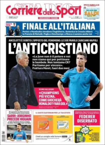 Portada de Corriere dello Sport: 'Final a la italiana' y 'El AntiCristiano'.