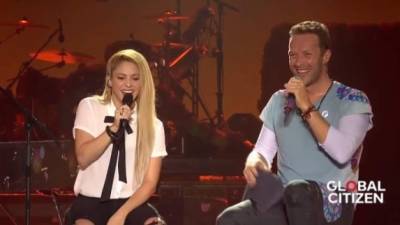 Shakira y Chris Martin en el festival musical Global Citizen.