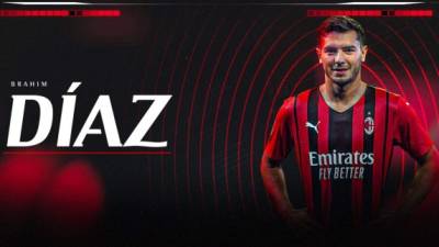 Brahim Diaz fue cedido a préstamo por dos años por parte del Real Madrid. Foto Twitter AC Milan.